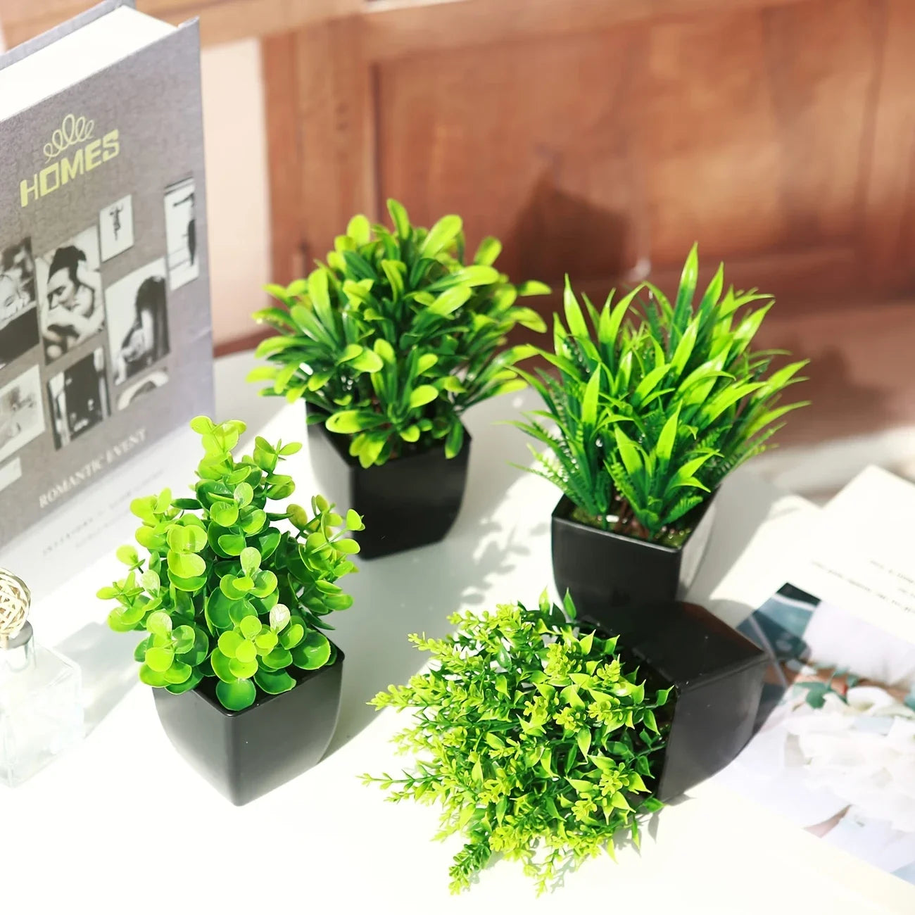 Mini Maintenance-Free Potted  Faux Plant for Home & Office