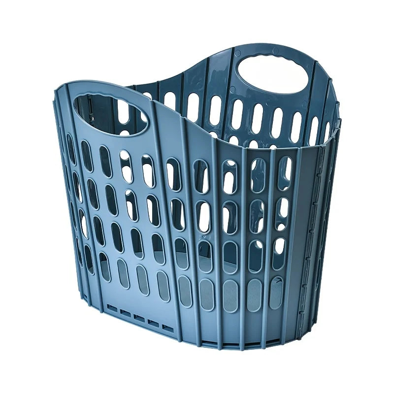 Foldable laundry basket with handle - durable plastic rectangular design, breathable and lightweight