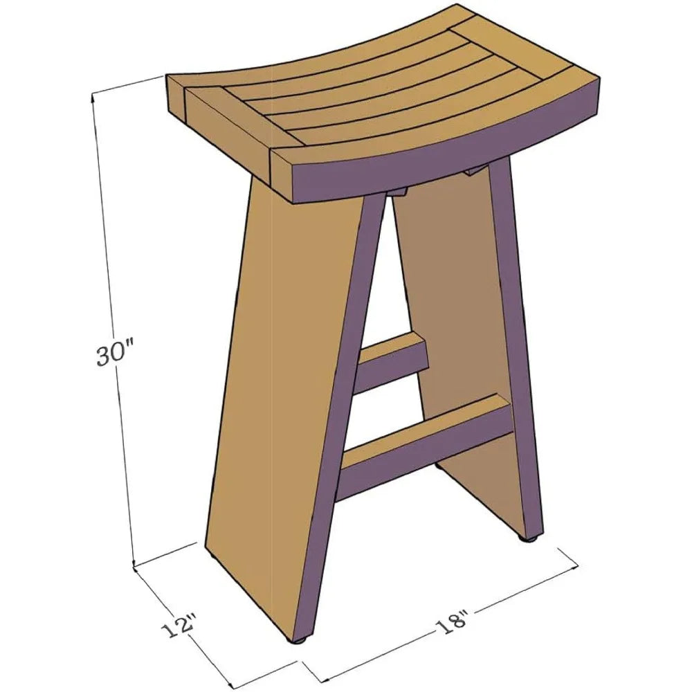 30" Teak Bar Stool – Solid Wood Counter‑Height Seating