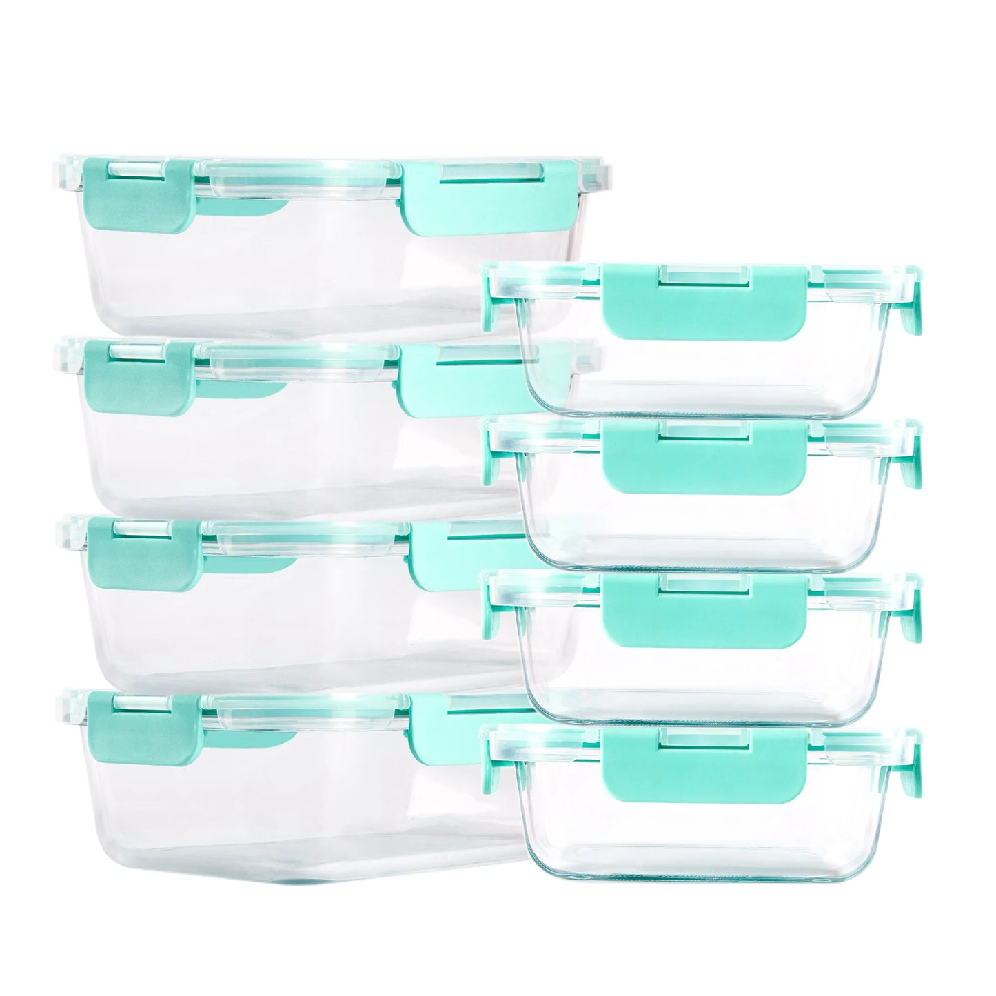 8-Piece Glass Food Storage Containers Set, BPA-Free, Leakproof, Microwave & Oven Safe, 6 Sizes, Glass Lock Lid