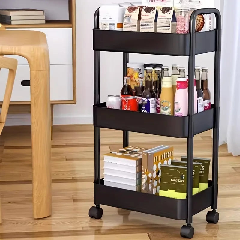 3/4‑Tier Heavy‑Duty Rolling Storage Cart – Multi‑Functional Floor‑Standing Trolley for Kitchen, Bathroom, Nursery & Bedroom