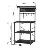 Power Bakers Rack with Support Bar – Kitchen Storage Shelf with Hooks for Dishes & Spice Bottles
