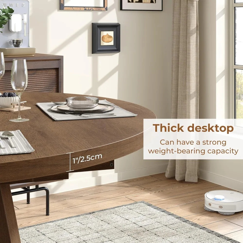 Extendable Round Dining Table for 4-8, Modern Kitchen Oval Dining Table with Removable Leaves Space Saving, Wood Base