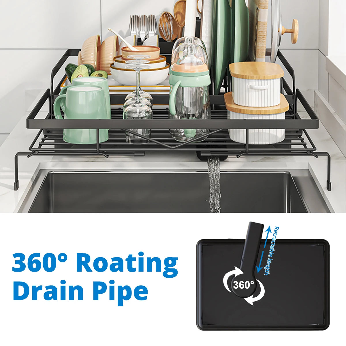 Adjustable Countertop Drying Dish Rack - Multiple Colors