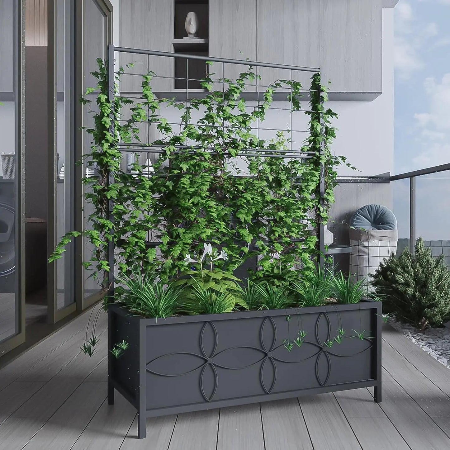 Raised Garden Bed with Trellis (15.75x35.43x48.8 in)