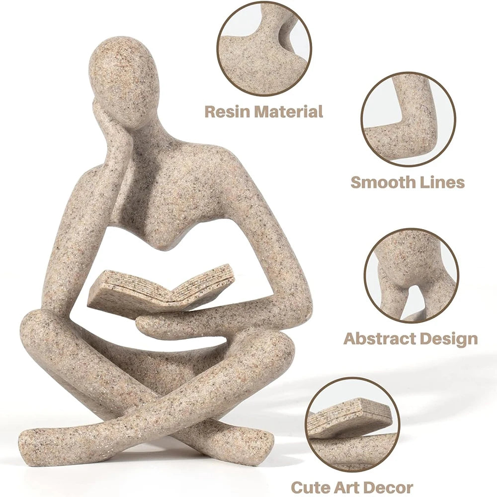 Abstract Thinker Sculpture – Modern Resin Figurine for Bookshelf, Desk & Home Décor
