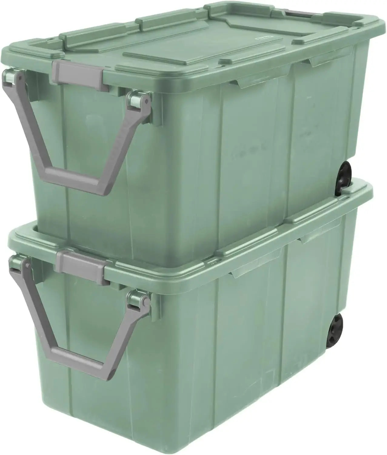 40‑Gallon Plastic Storage Box with Wheels – Heavy‑Duty Industrial Tote (2‑Pack)