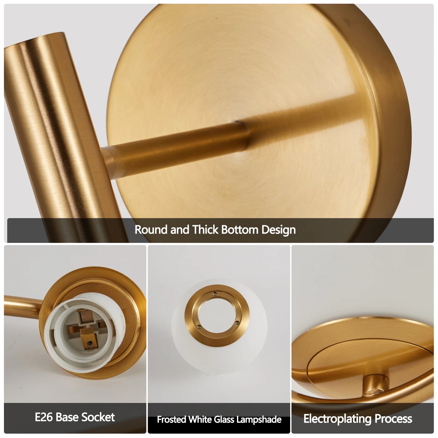 Set of 2 Modern Golden Wall Sconces with Opal Glass Globe, Luxury Wall Lights for Bedroom, Living Room