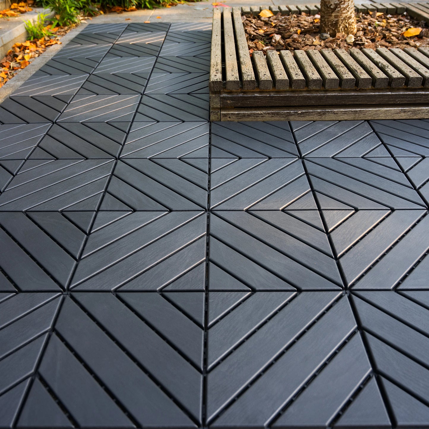 Interlocking Deck Tiles, 44 Pack, 12"x12" Square, Waterproof Outdoor All Weather Use