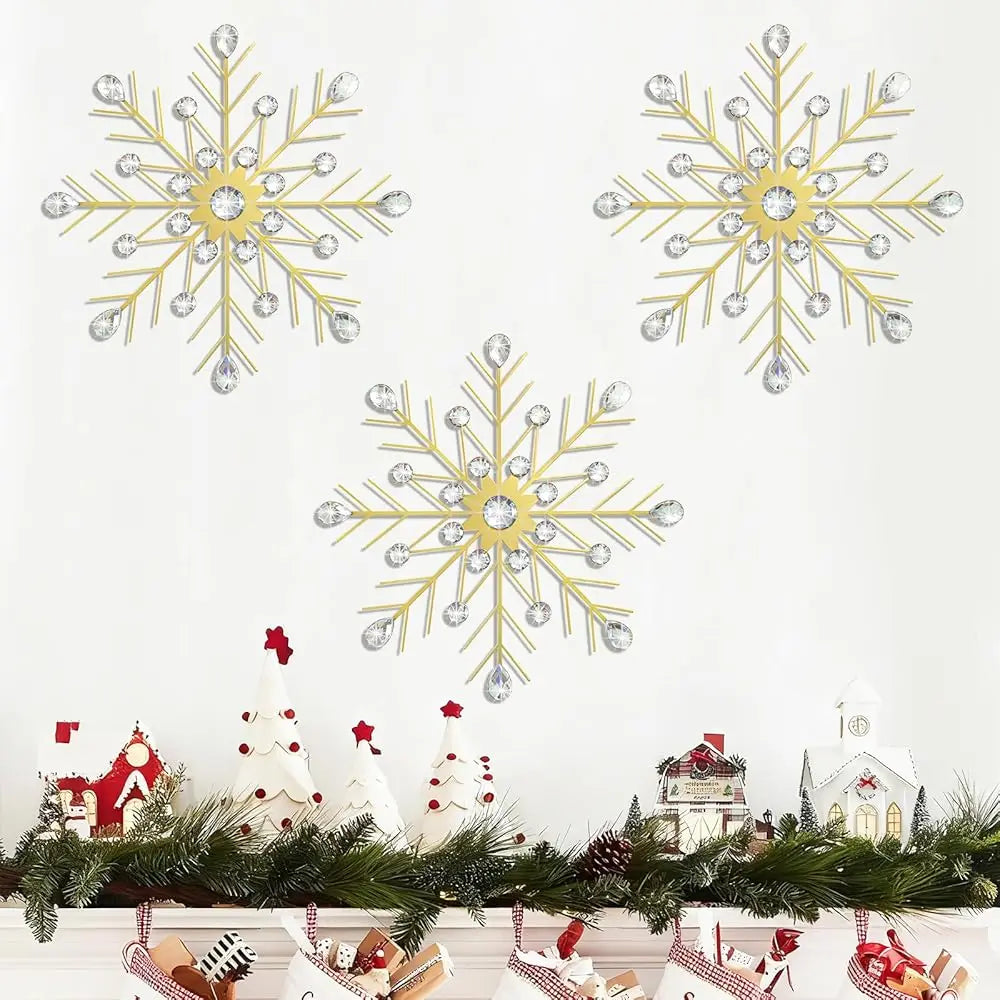 Crystal Home Décor Rhinestone Sun Star Wall Hanging Diamond Accents 18x18. 3 Set Metal Jeweled Wall Art Bling