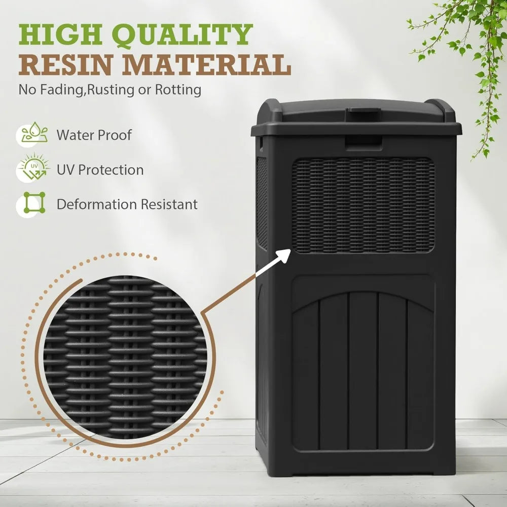 35‑Gallon Outdoor Trash Can Set (2‑Pack) – Weather‑Resistant Resin Waste Bins with Latching Lids for Yard & Patio