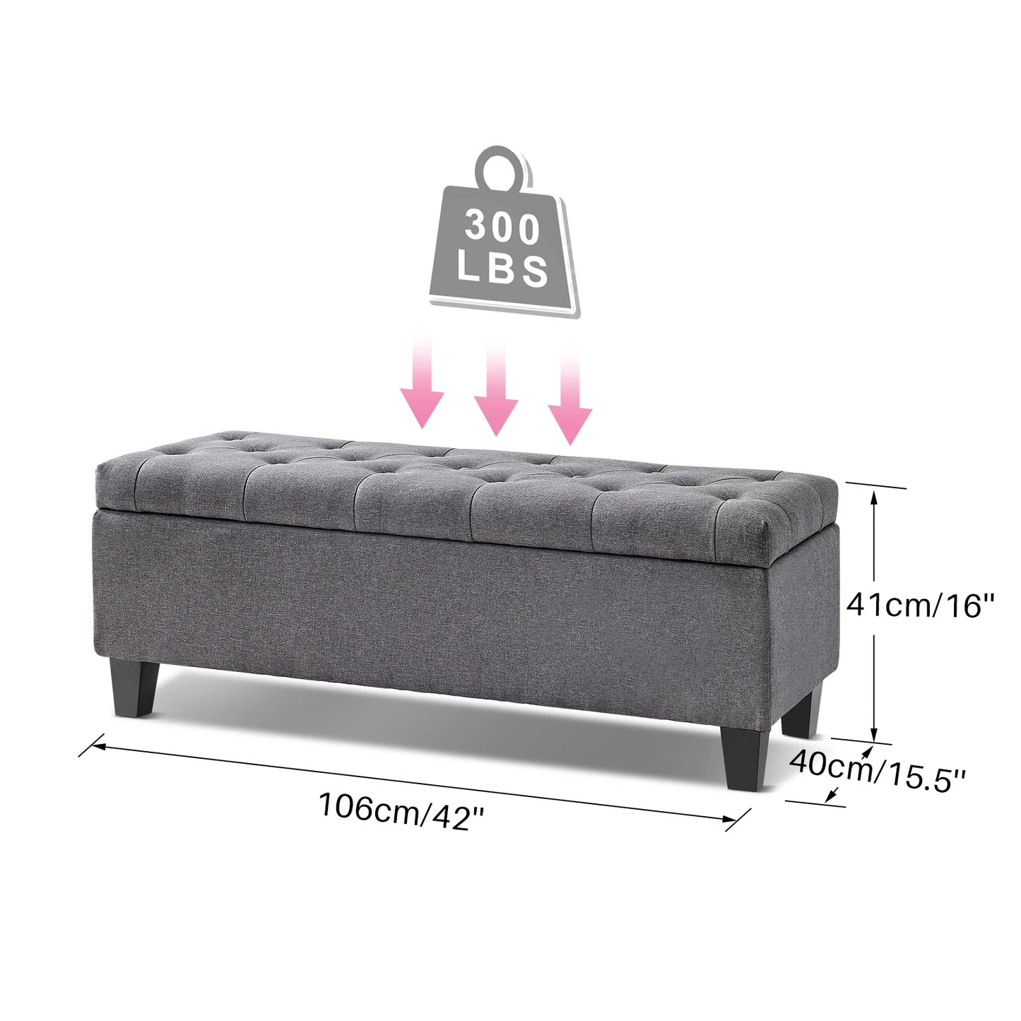 42'' Storage Ottoman/Bench with attached  Safety Lid Hinge