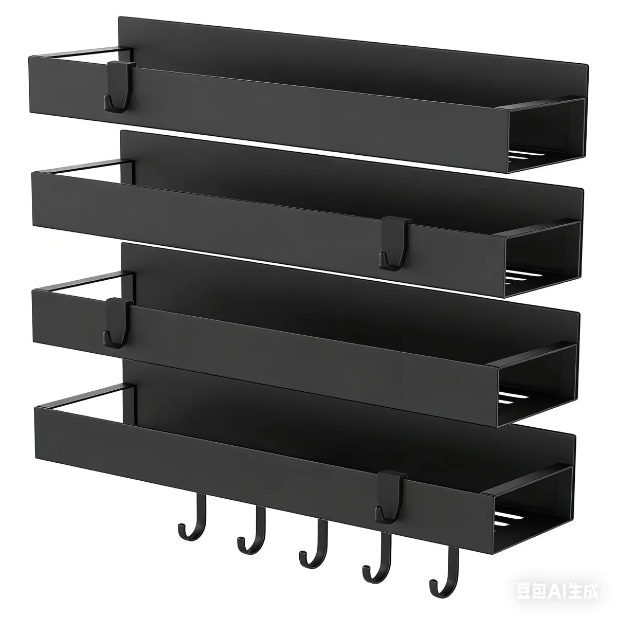 4‑Pack Magnetic Spice Storage Racks – Metal Fridge‑Mounted Shelves for Kitchen Organization