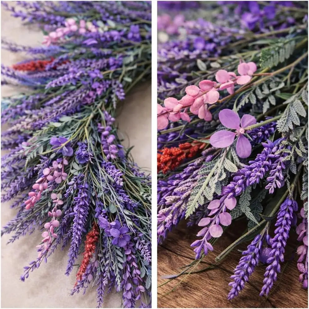 22" Lavender Front Door Wreath – Large Artificial Floral Wreath with Hook for Spring & Summer