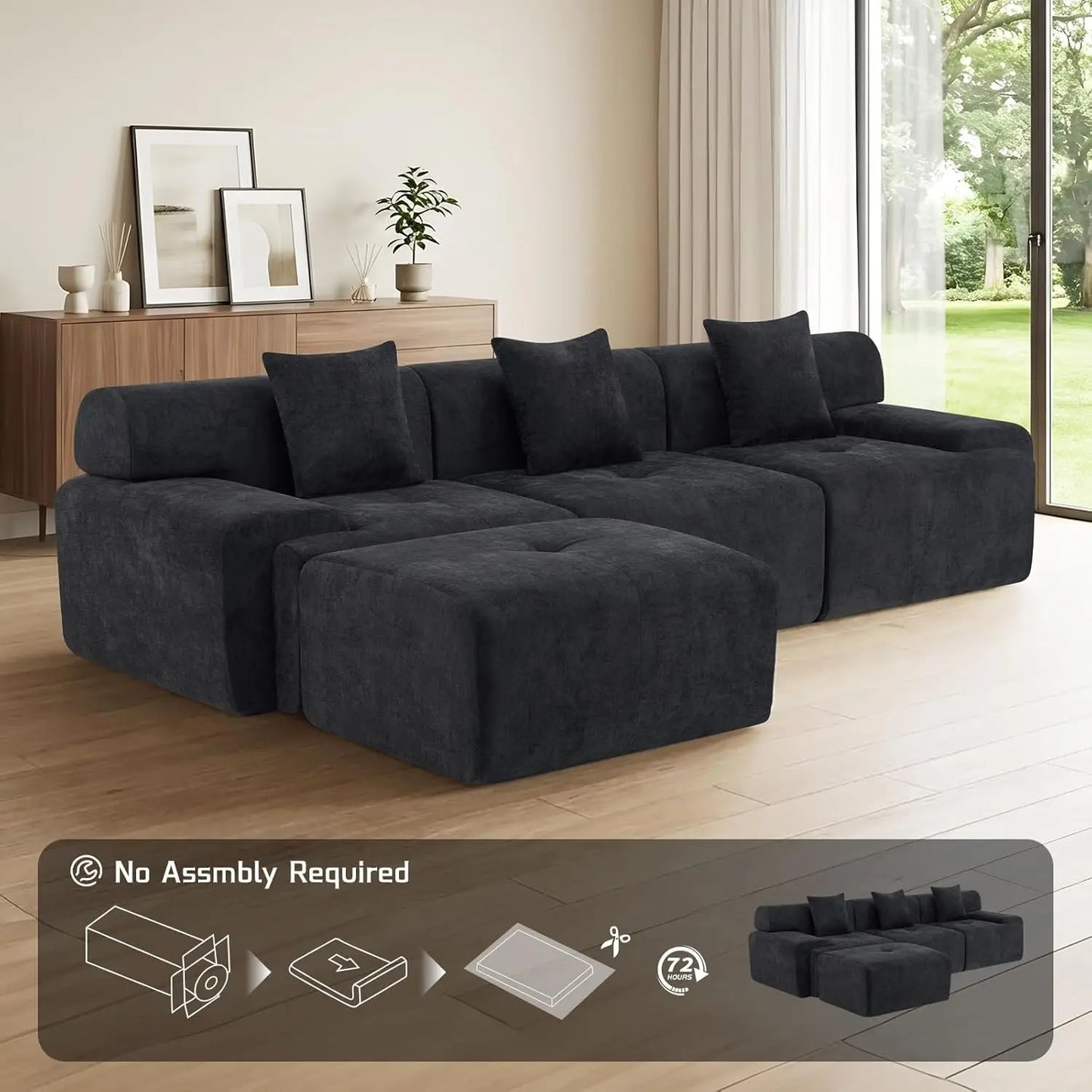 Comfy Modular Sectional Sofa, No Assembly Required