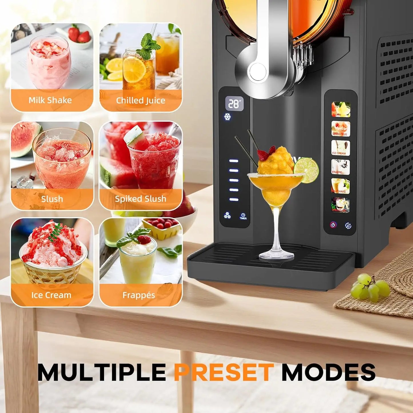 Home Slushie Machine – No Ice Needed, LED Display & 6 Pre‑Set Programs with Quiet Compressor