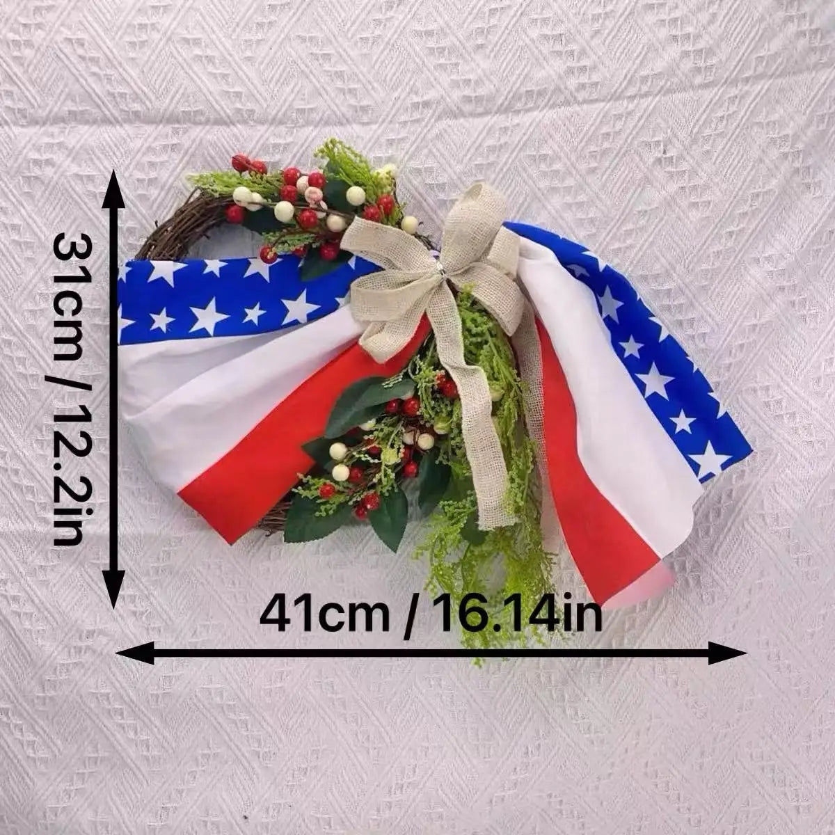 Handmade Patriotic Wreath – Red, White & Blue Independence Day Front Door Decoration