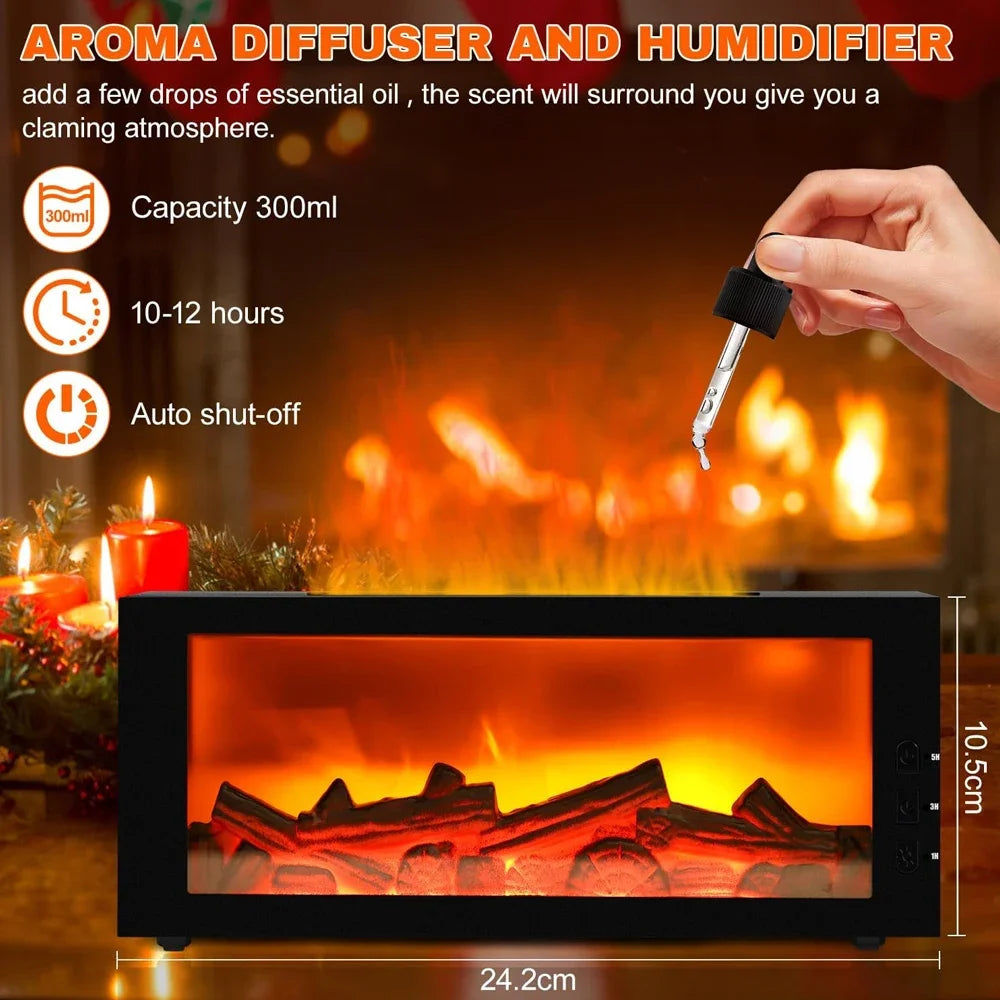 Fireplace Diffuser Essential Oil 7 Colorful Large Flame Fire Humidifier Changing Aroma Diffuser for Aromatherapy