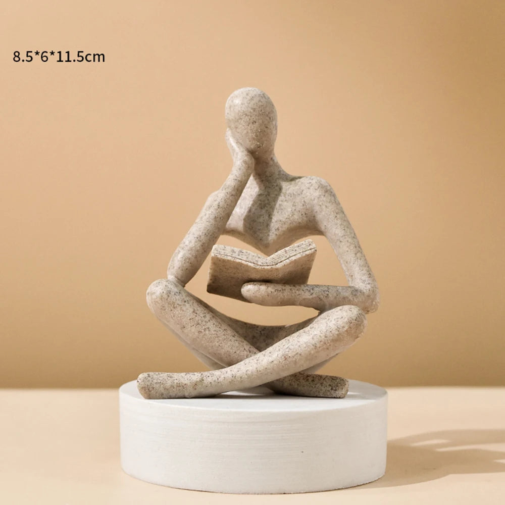 Abstract Thinker Sculpture – Modern Resin Figurine for Bookshelf, Desk & Home Décor