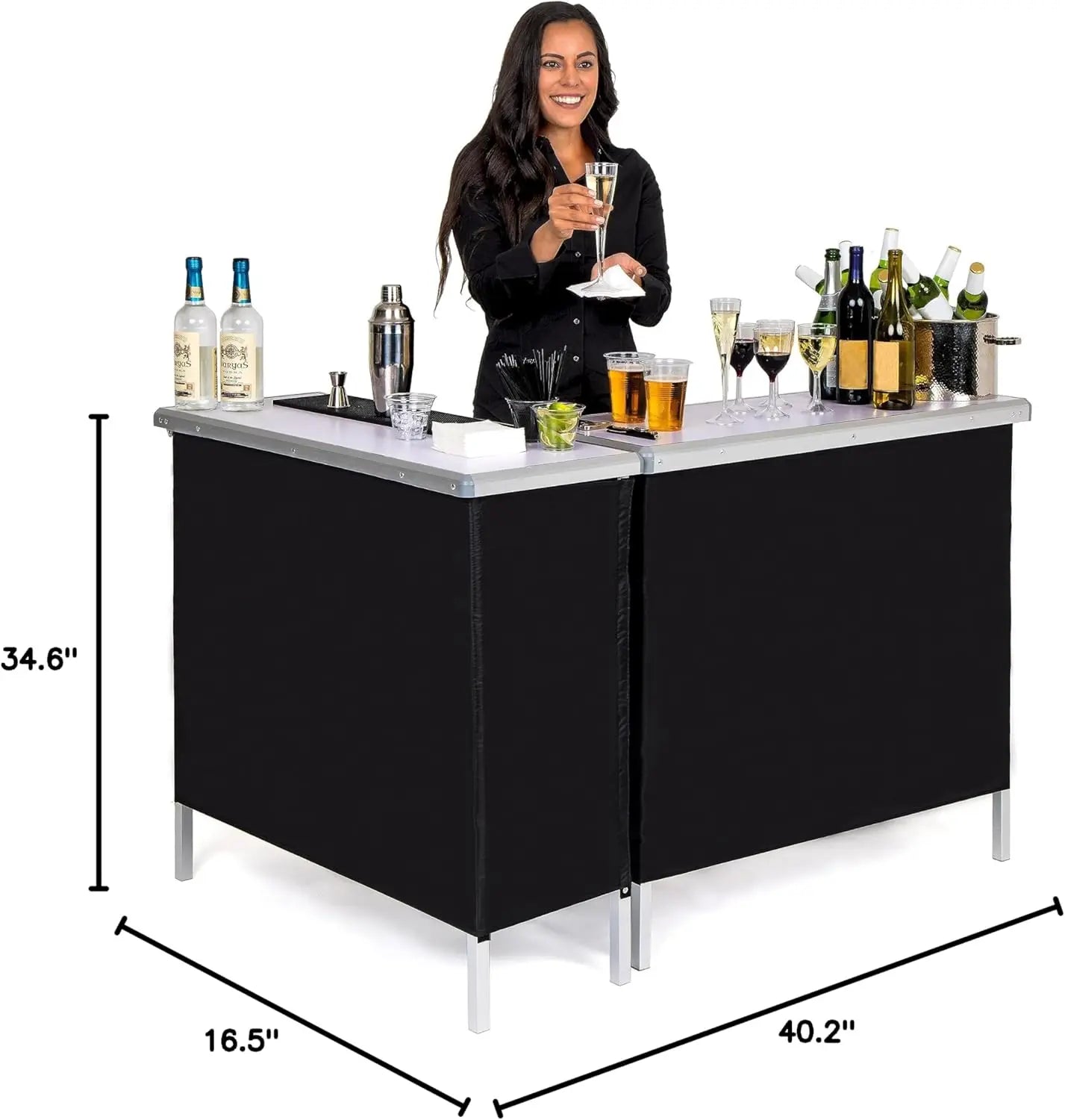 Portable Double Bar Table Set – Mobile Bartender Station with Carrying Case (Standard or LED)