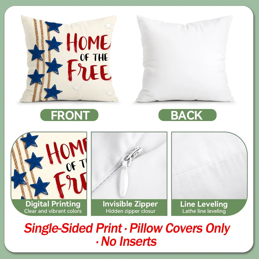 4Pcs - USA Patriotic Pillow Case Covers