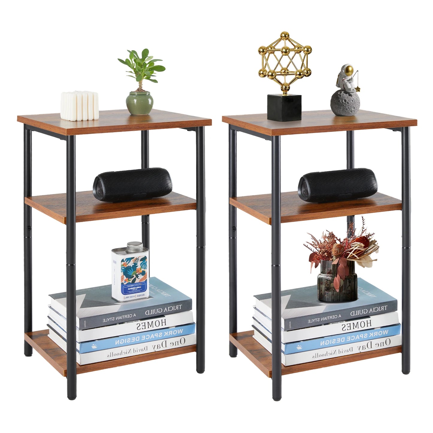 3-Tier End Table Side Tables with Adjustable Feet