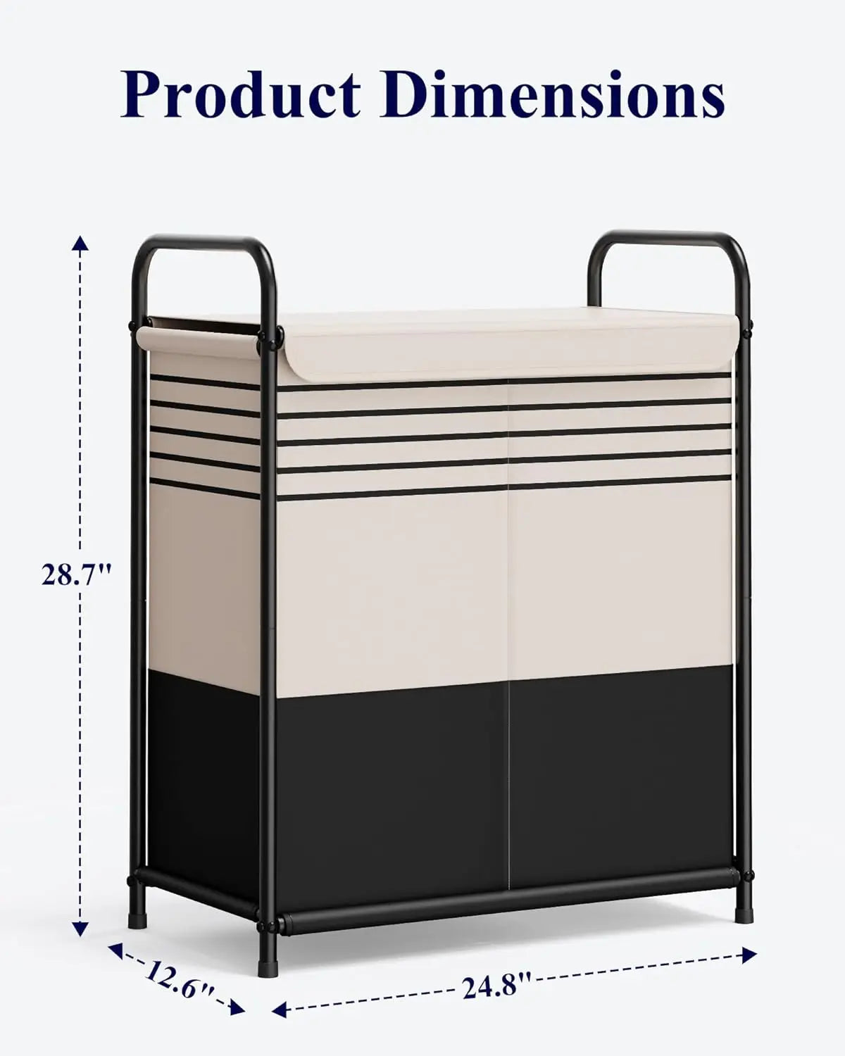 Spacious Laundry Hamper with Lid & Removable Bags, Portable Double-Section Basket for Bedroom, Bathroom, Dorm
