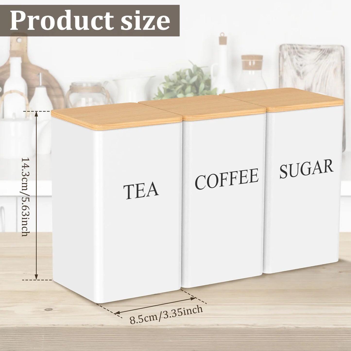 3Pcs Kitchen Coffee Sugar Tea Canister Set - Vintage Metal Food Storage Box