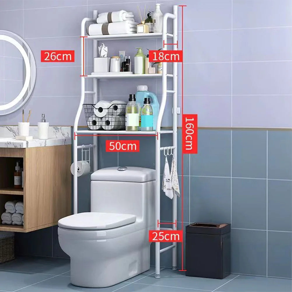 Over The Toilet Storage Rack, Metal, With Removable Towel Hooks, Paper Holder