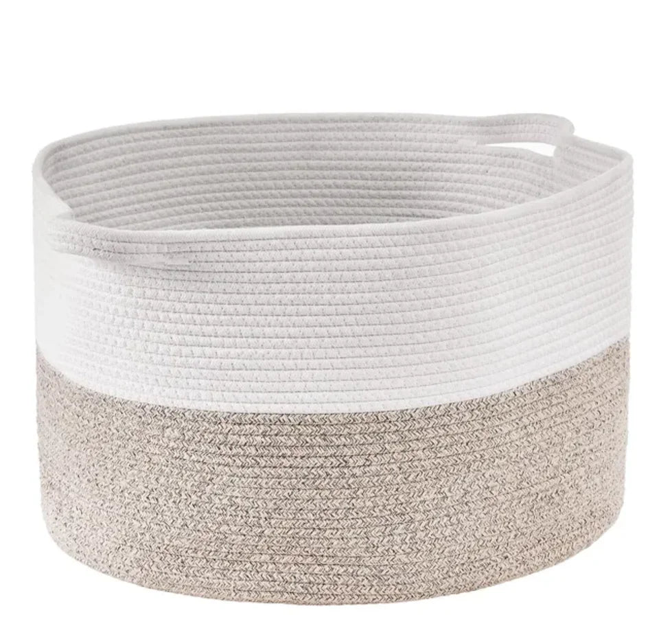 Cotton Rope Storage Basket - Woven Blanket Basket 20 x 20 x 13 in