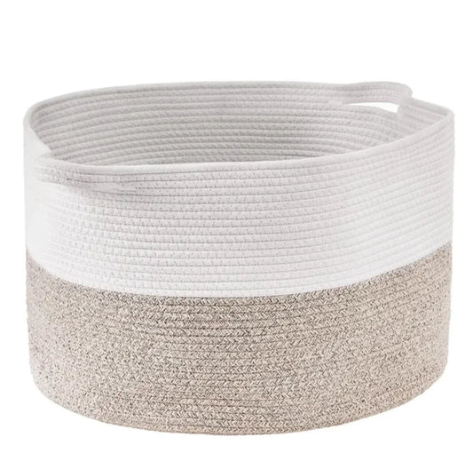 Cotton Rope Storage Basket - Woven Blanket Basket 20 x 20 x 13 in