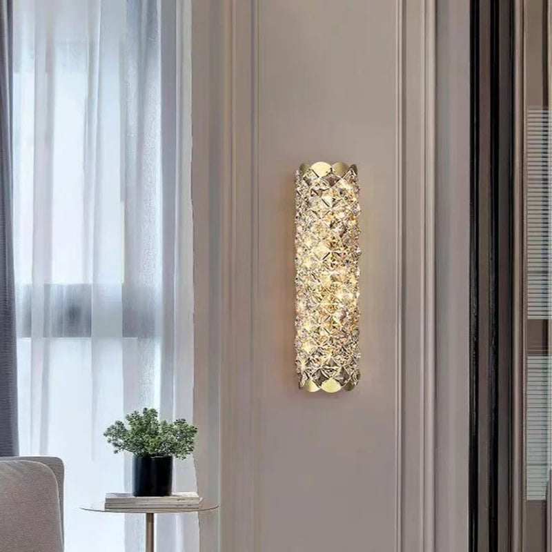 High-End Crystal Wall Light, Nordic Luxury Living Room Bedroom Bedside Long Wall
