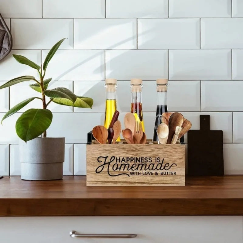 Wooden Cutlery Storage Box – 1 PC Knife, Fork & Spoon Organizer for Kitchen & Coffee Bar Desktop