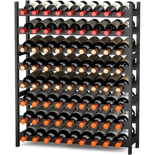Freestanding Wine Rack, Bamboo 8-Tier 72 Wine Bottle Holder