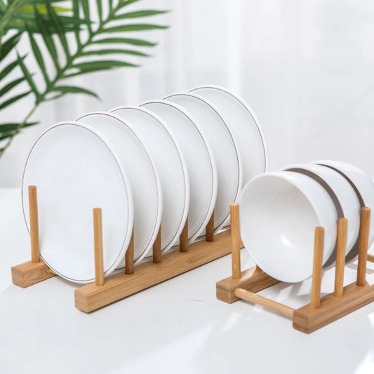 Bamboo Plate Cradle & Drying Rack - Multiple Colors and Sizes