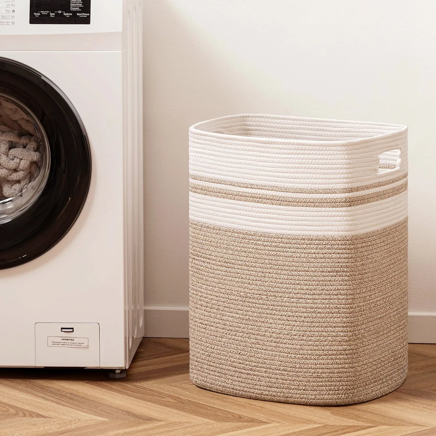 Laundry Basket, Blanket Basket for Bedroom Aesthetic, Laundry Hamper & Blanket Storage for Living Room, Woven Storage Basket