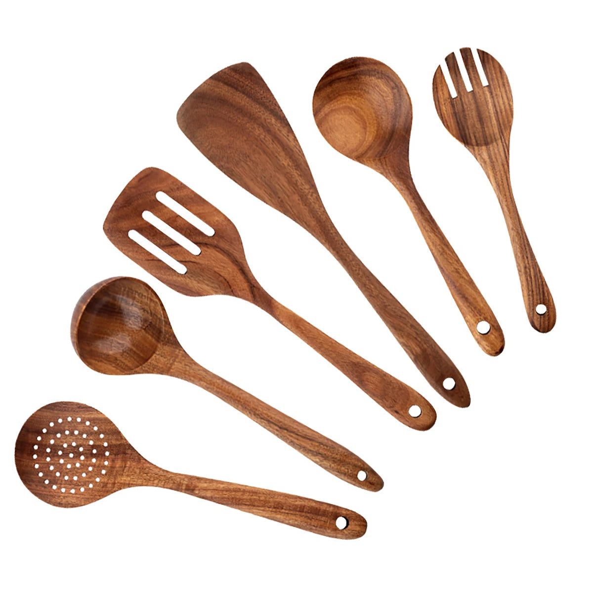Wood Kitchenware Cooking Set With storage bucket