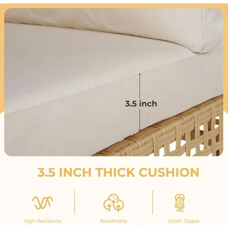 7‑Piece Outdoor Conversation Set – Wicker Sectional Patio Sofa with Water‑Resistant Thick Cushions