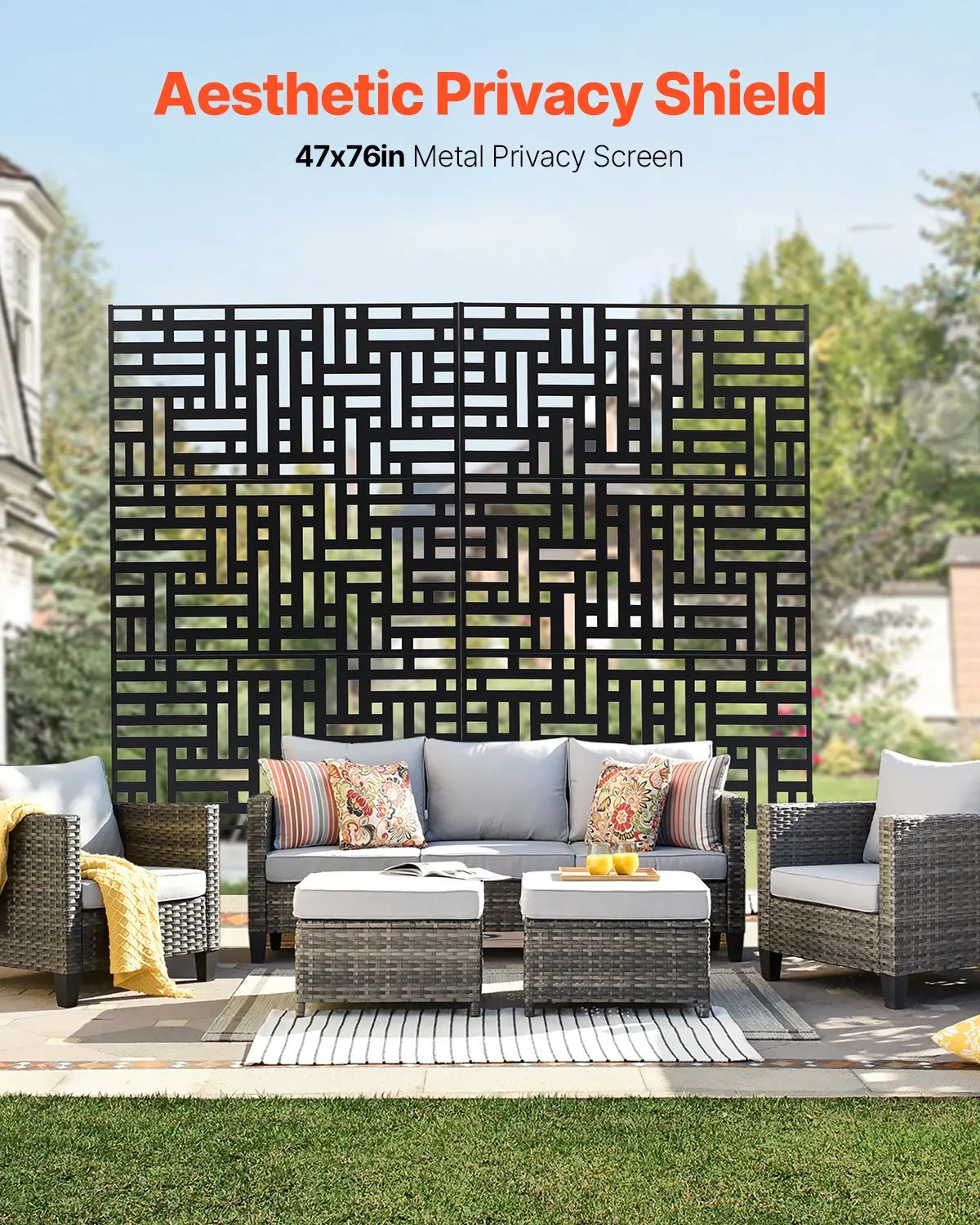Heritage 4' x 6.3' Metal Privacy Screen | Architectural Patio Panel