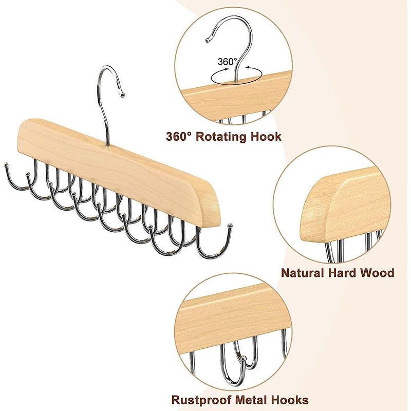 Wooden Belt Rack Storage Hangers for Clothes, Wardrobe Accessories, Scarf Organizer, Men Ties, Belt Hangers