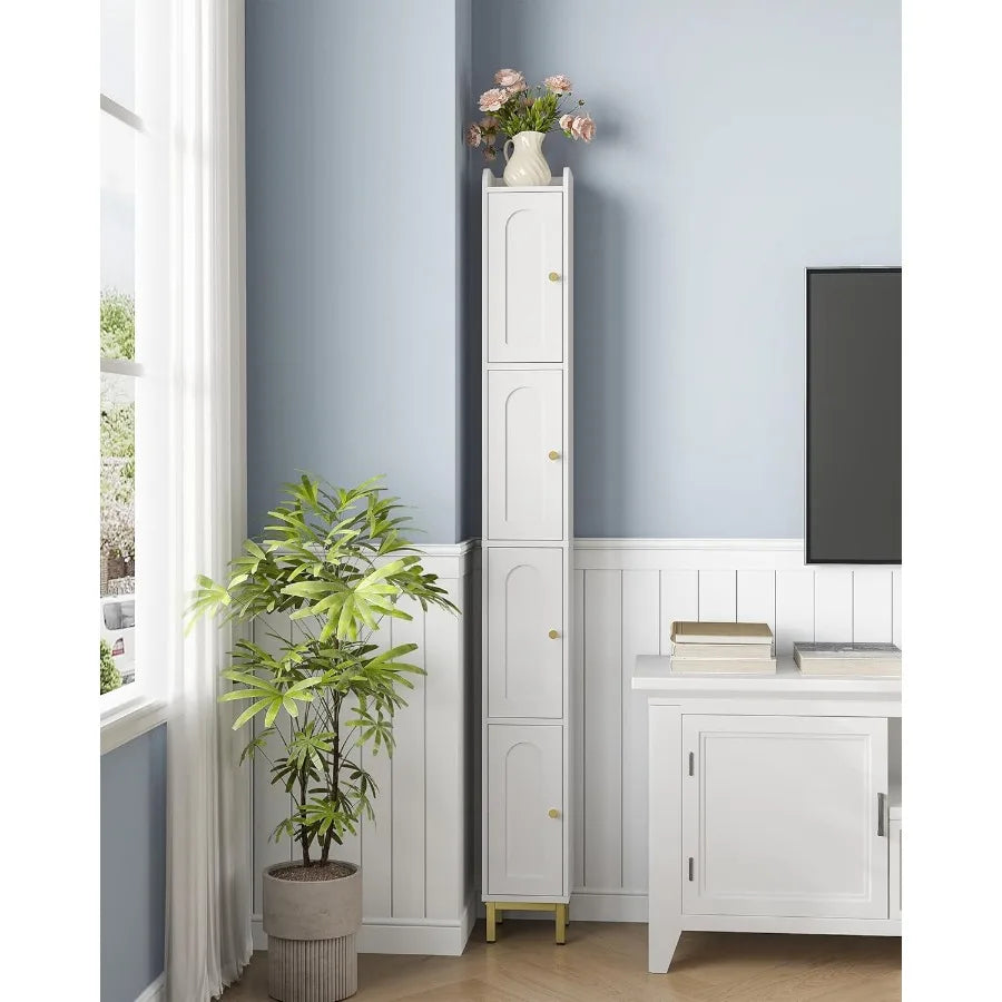 4‑Tier Narrow Tall Storage Cabinet – Slim Standing Organizer for Bathroom, Kitchen or Laundry