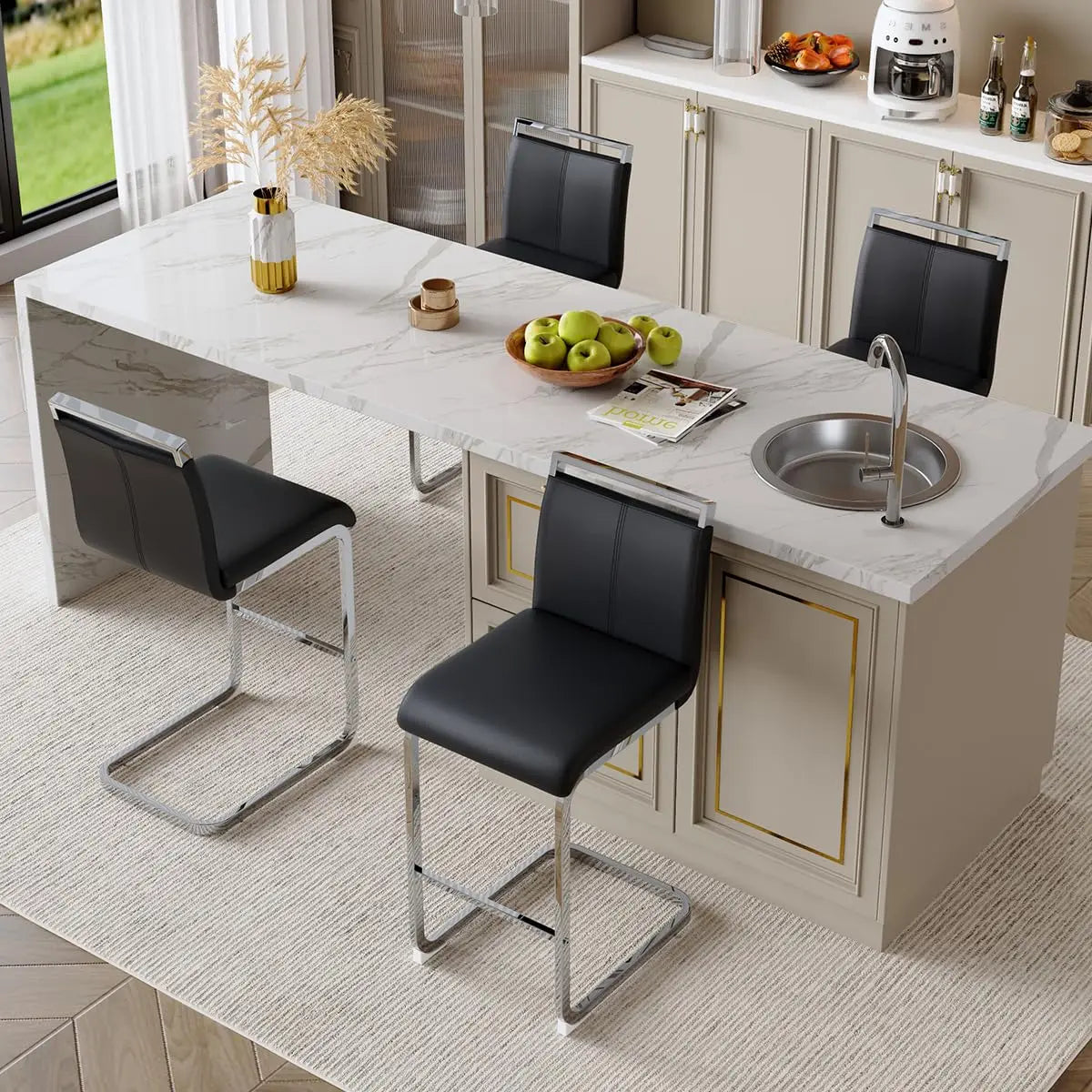 Counter Height Bar Stools Set of 4 - 25'' with Back