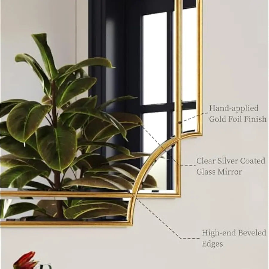 Kelly Miller Gold Traditional Mirror for Wall, Art Decorative Beveled Full Length Mirror