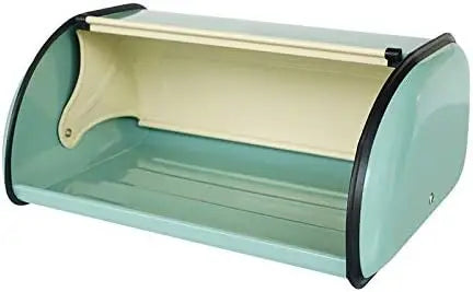 Vintage Metal Bread Box with Roll Top, Rust-Proof Kitchen Storage Container for Countertop