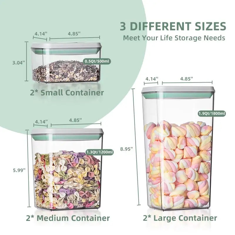 6Pcs Airtight Food Storage Containers - BPA-Free, Pop Lids, and Stackable for Kitchen Pantry Organization