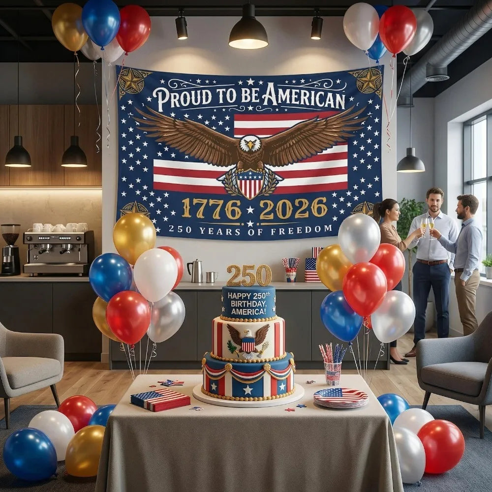 Proud to Be American Tapestry 250 Years of Freedom 1776–2026 Bald Eagle Patriotic Wall Decor for USA 250th Anniversary