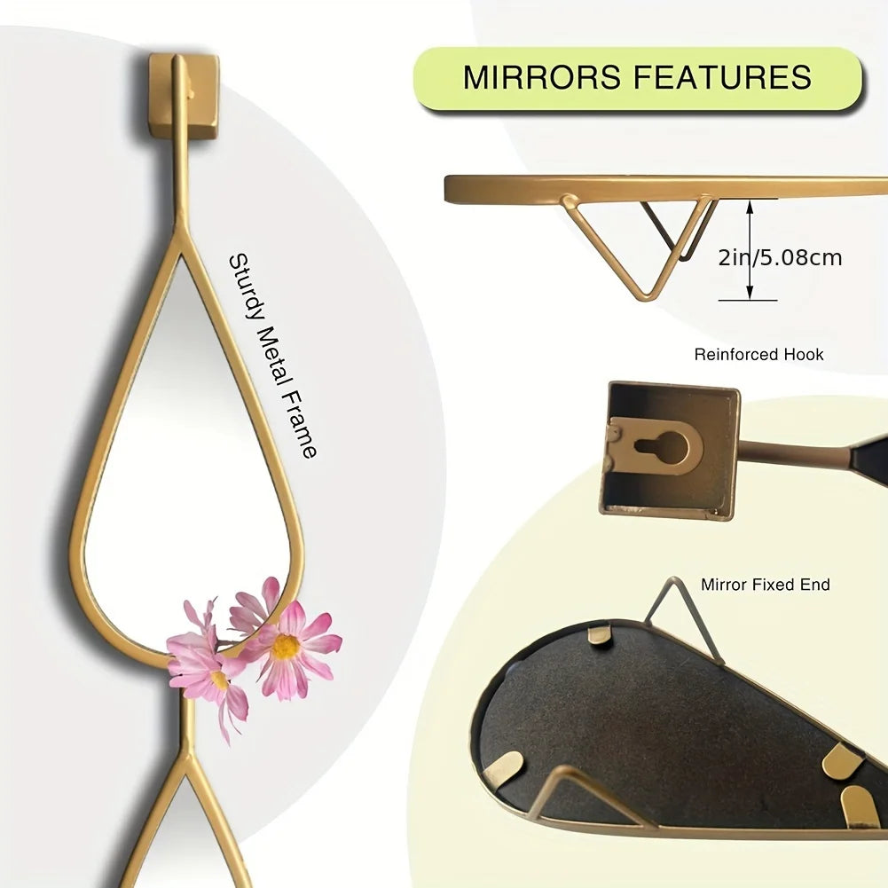 5-Pack Wall Mirror Set -Tear Drop Shape
