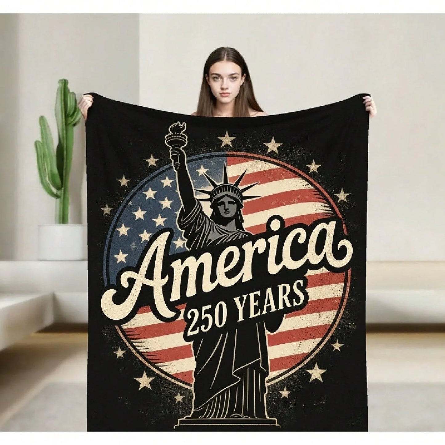 America 250 Years Statue Of Liberty Throw Blanket