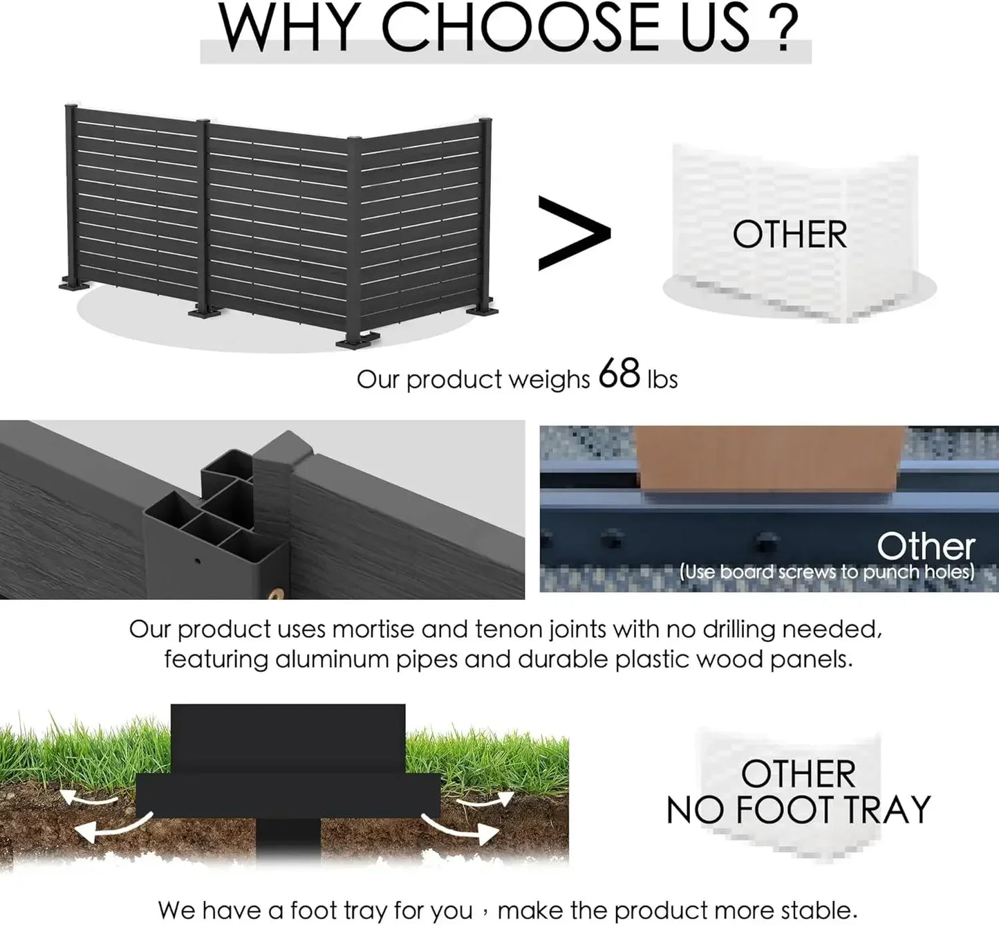 50" W x 48" H Outdoor Privacy Screens, Aluminum
