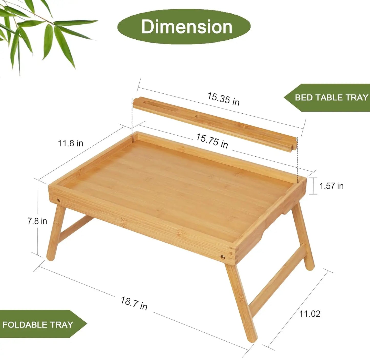 Foldable Bamboo Bed Tray Table with Media Slot – Breakfast Serving Tray for Bed, Couch & Kitchen